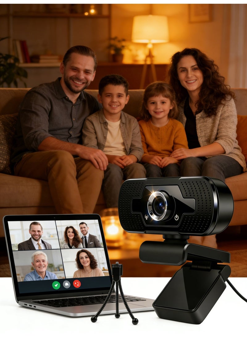 BOAE 1080P Webcam with Microphone, 30 FPS Full HD Web Camera, 2 Mics Streaming Webcam, 360°Rotation Angle 110°View USB Camera for Calls/Conference/Laptop/Computer - Image 2